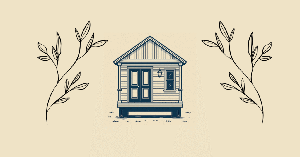Tiny home between two thin branches with leaves.