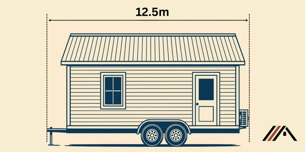 A tiny home on wheels measuring 12.5 metres in length