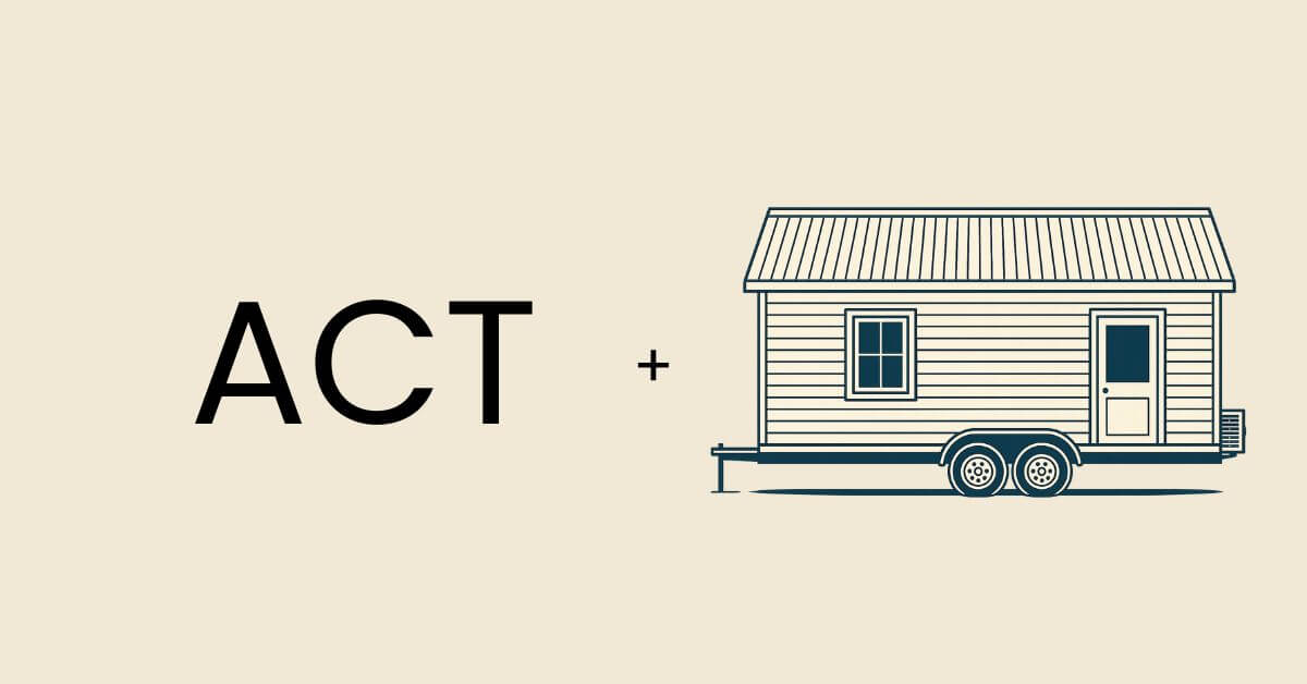 The acronym for the Australian Capital Territory beside an image of a a tiny home on wheels