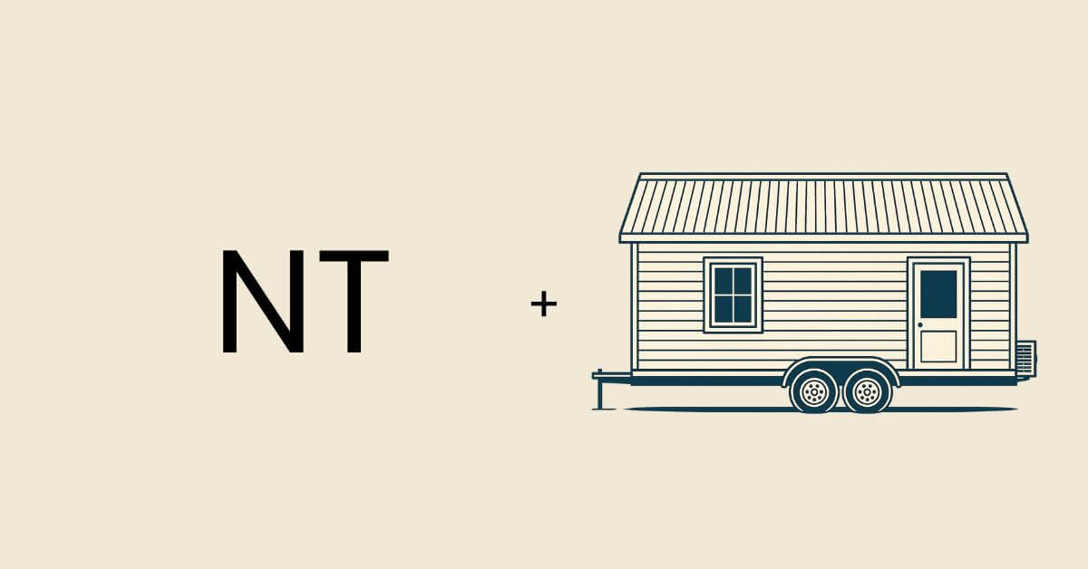 The acronym for northern territory beside an image of a a tiny home on wheels